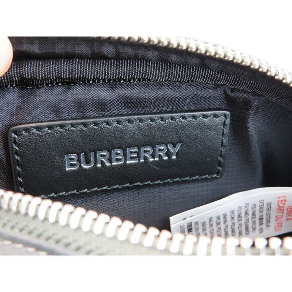 $760 BURBERRY CANNON CHARCOAL GRAY NYLON BLACK LOGO ZIP FANNY PACK BELT BUM BAG - Picture 8 of 15